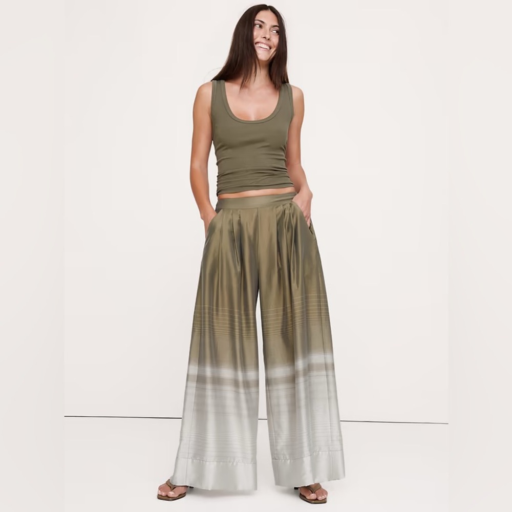 NWT! Banana Republic Frost Stripe High-Rise Wide-Leg Palazzo Pant - Size XXS 🖤